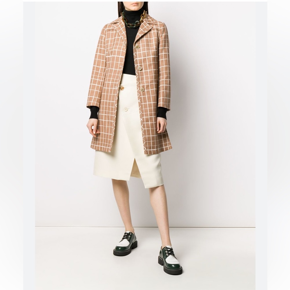 MARNI Windowpane Check Cotton & Linen Coat
